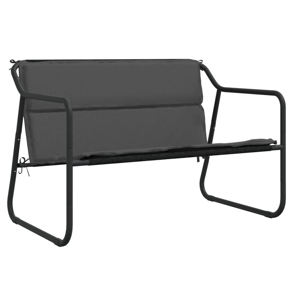 2-seater garden bench with cushion, anthracite, steel