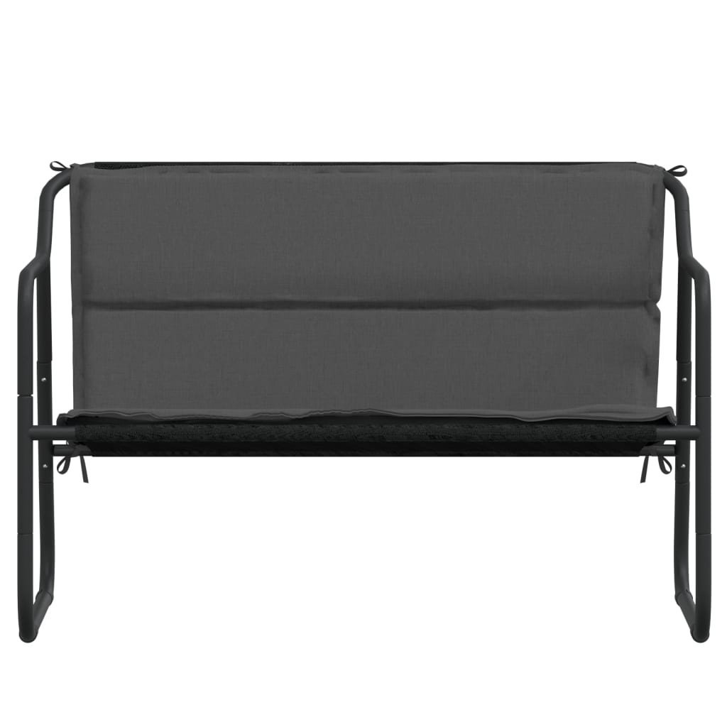 2-seater garden bench with cushion, anthracite, steel