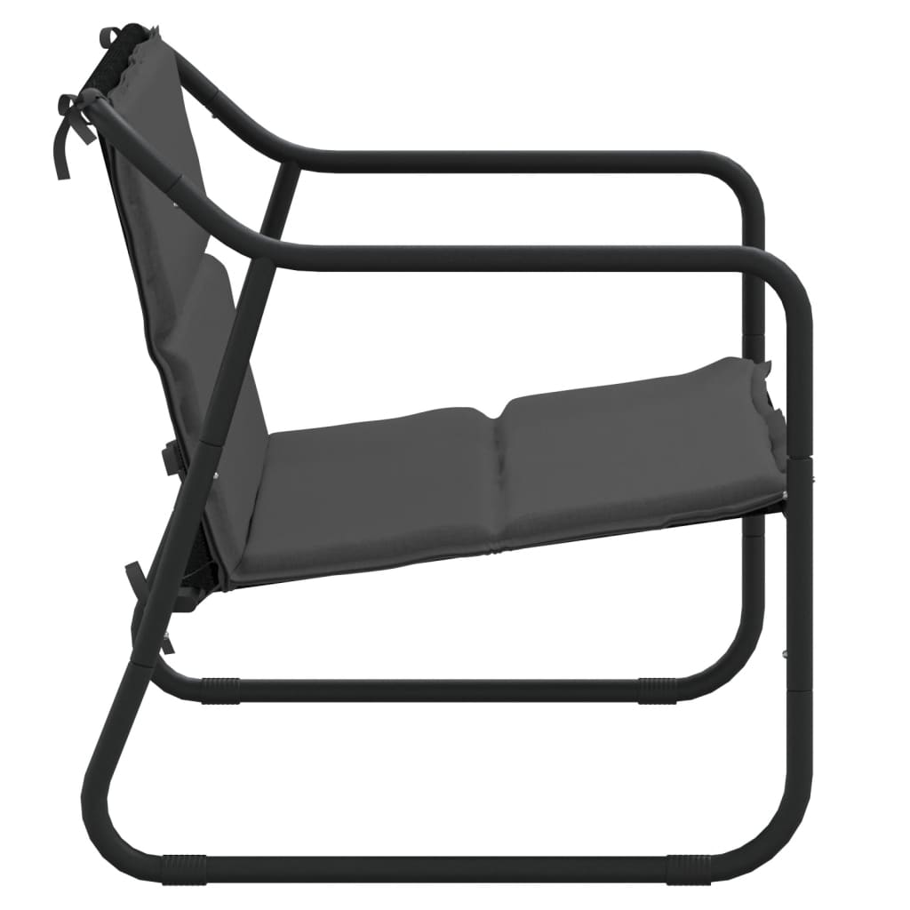 2-seater garden bench with cushion, anthracite, steel
