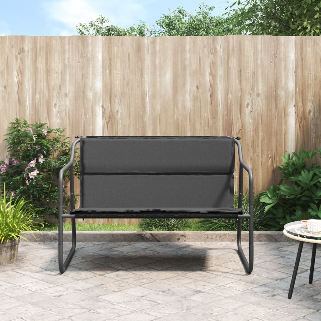 2-seater garden bench with cushion, anthracite, steel