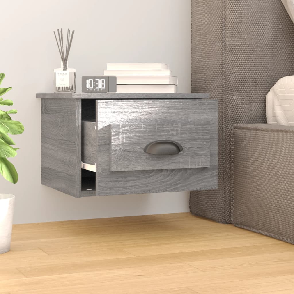 Wall-mounted bedside table, sonoma grey, 41.5x36x28 cm