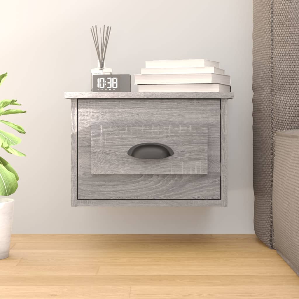 Wall-mounted bedside table, sonoma grey, 41.5x36x28 cm