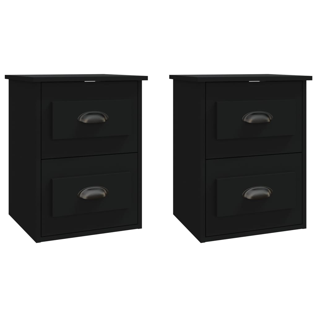 Wall-mounted bedside tables, 2 pcs., black, 41.5x36x53cm