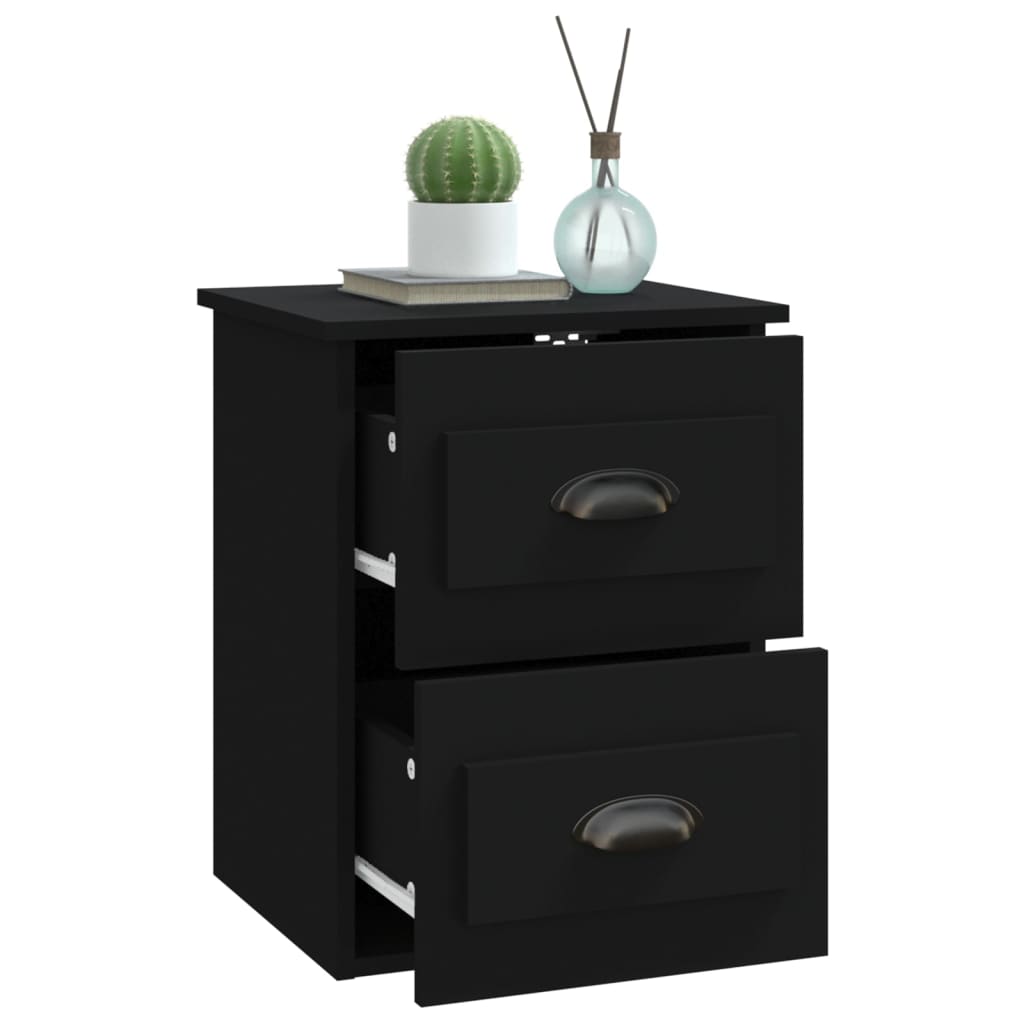 Wall-mounted bedside tables, 2 pcs., black, 41.5x36x53cm