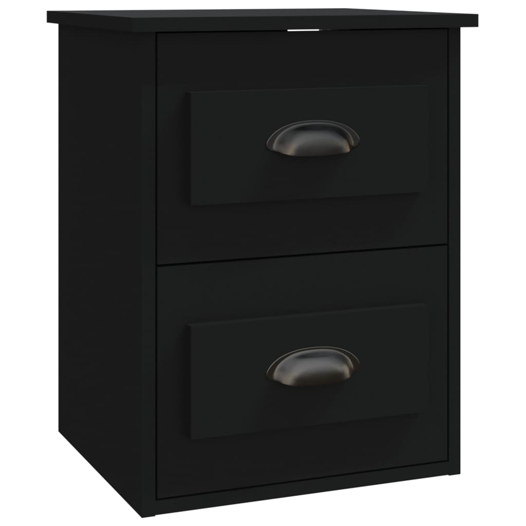 Wall-mounted bedside tables, 2 pcs., black, 41.5x36x53cm