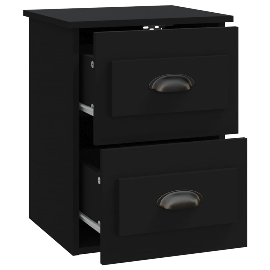 Wall-mounted bedside tables, 2 pcs., black, 41.5x36x53cm