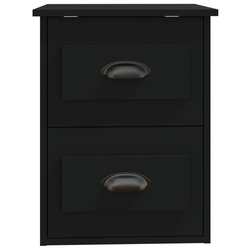 Wall-mounted bedside tables, 2 pcs., black, 41.5x36x53cm