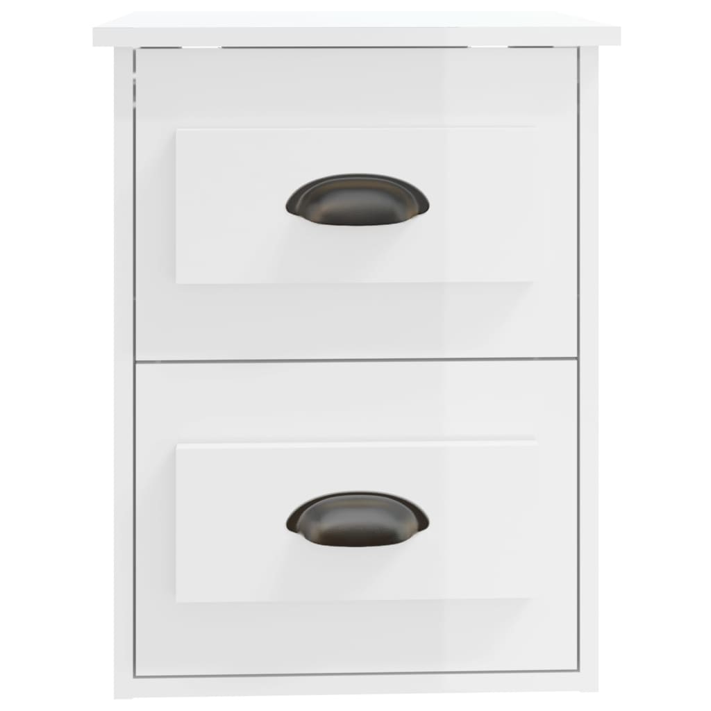 Wall-mounted bedside tables, 2 pcs., extra-glossy white, 41.5x36x53cm