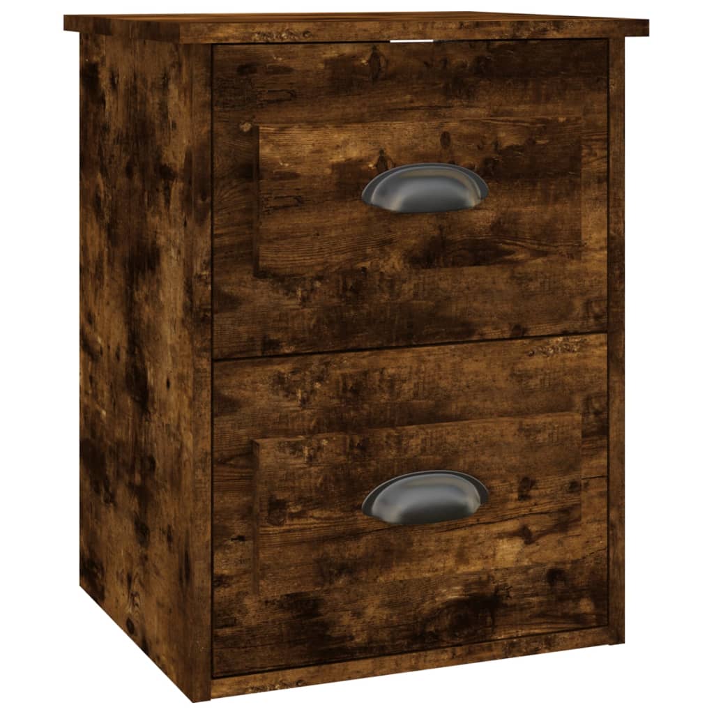 Wall-hung bedside table, smoked oak, 41.5x36x53 cm