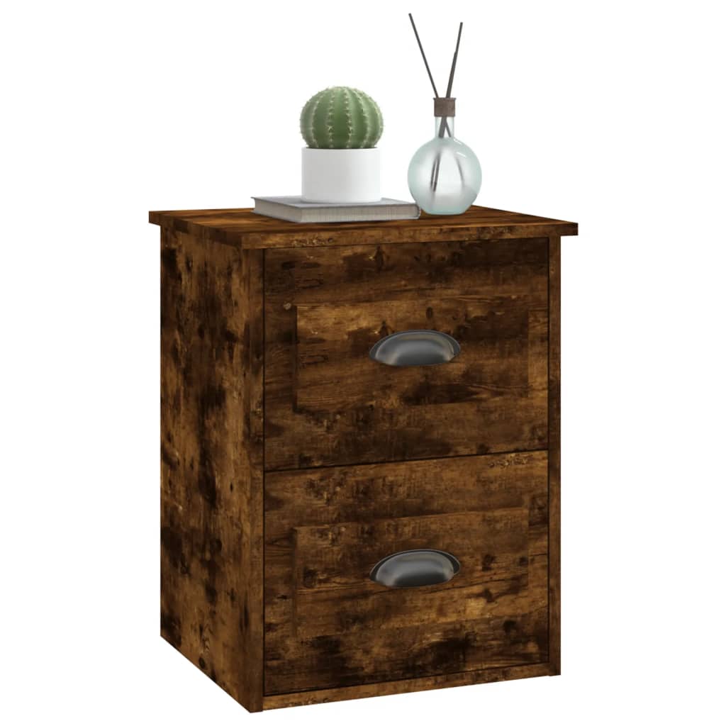 Wall-hung bedside table, smoked oak, 41.5x36x53 cm