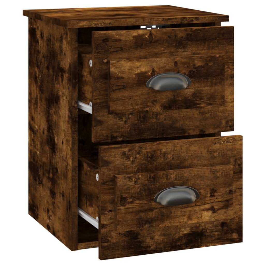 Wall-hung bedside table, smoked oak, 41.5x36x53 cm