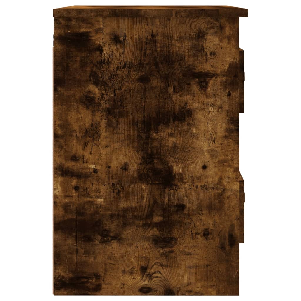 Wall-hung bedside table, smoked oak, 41.5x36x53 cm