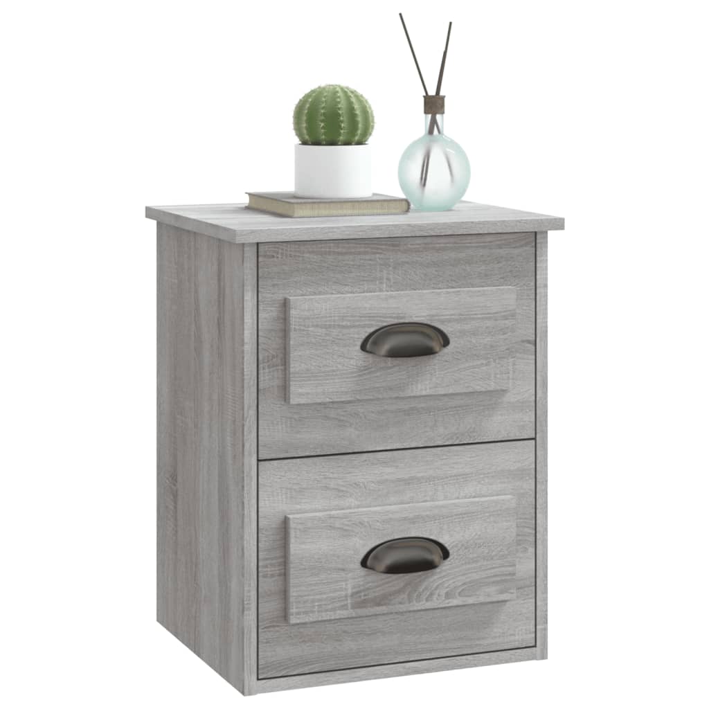 Wall-hung bedside table, sonoma grey, 41.5x36x53 cm