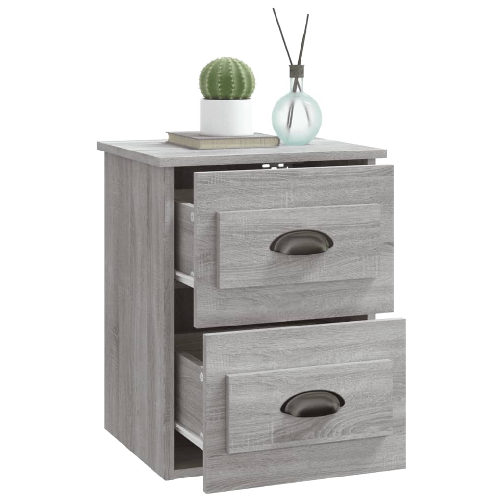 Wall-hung bedside table, sonoma grey, 41.5x36x53 cm