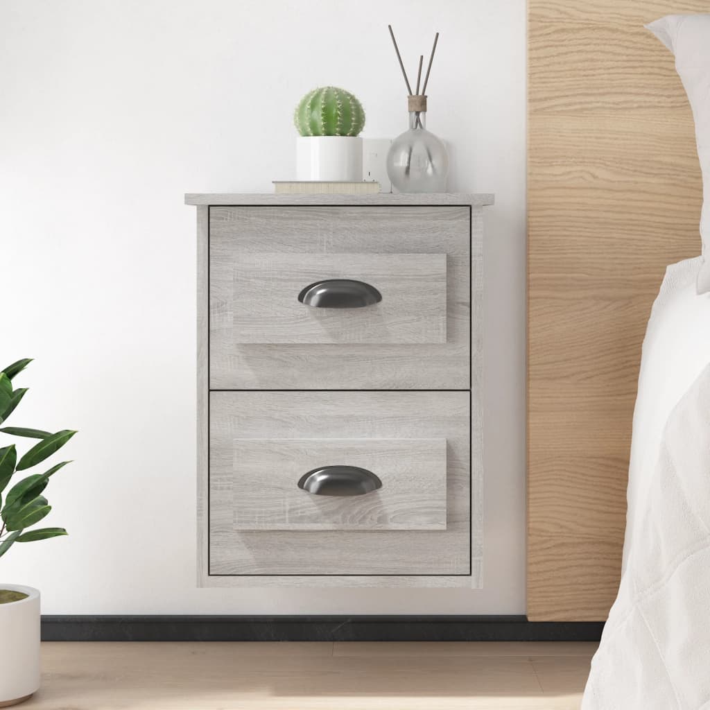 Wall-hung bedside table, sonoma grey, 41.5x36x53 cm