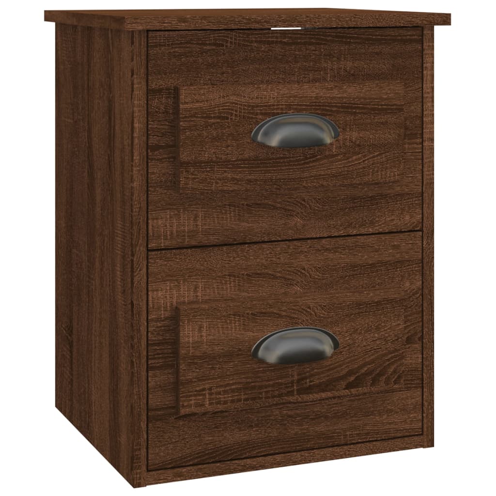 Wall-hung bedside table, brown oak, 41.5x36x53 cm