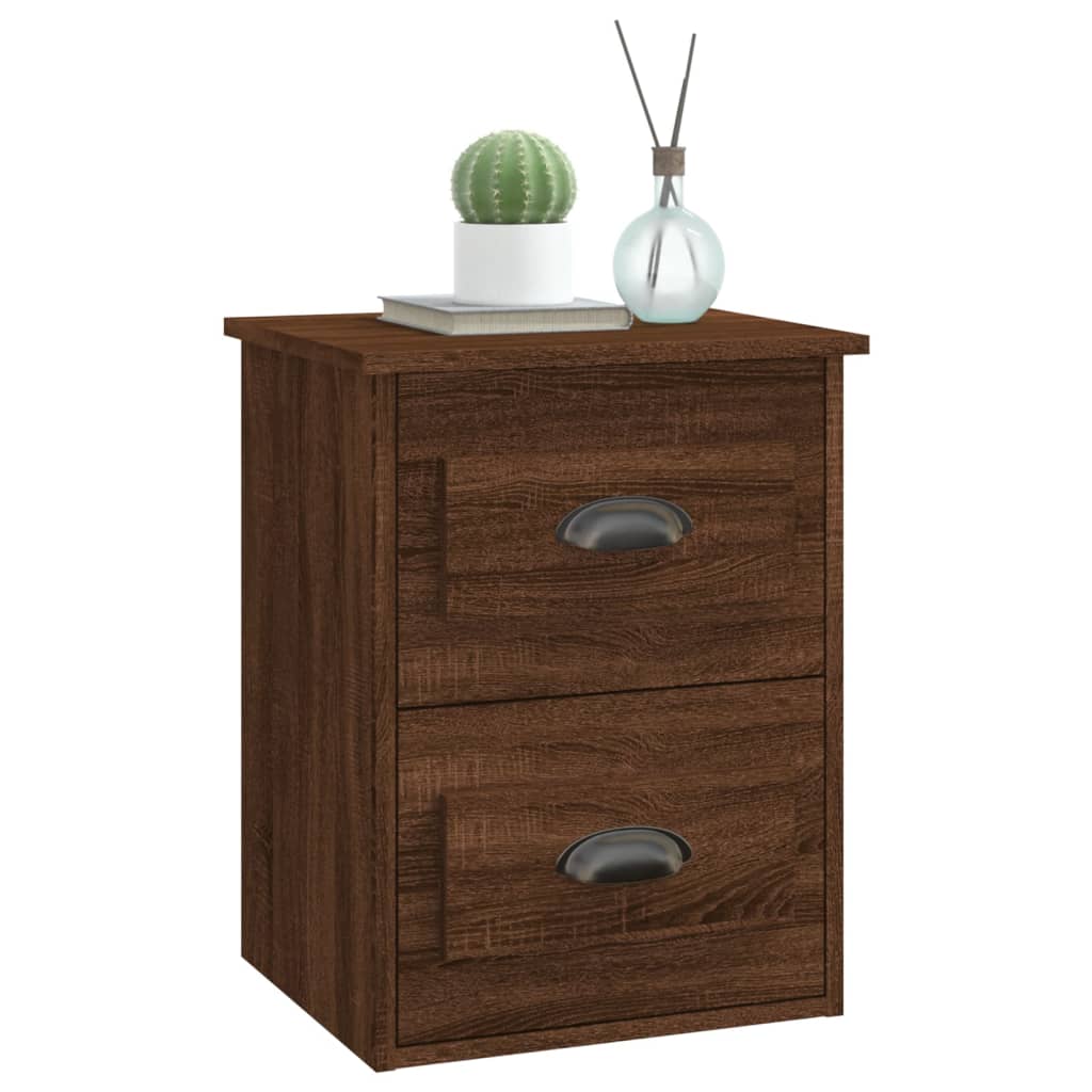 Wall-hung bedside table, brown oak, 41.5x36x53 cm