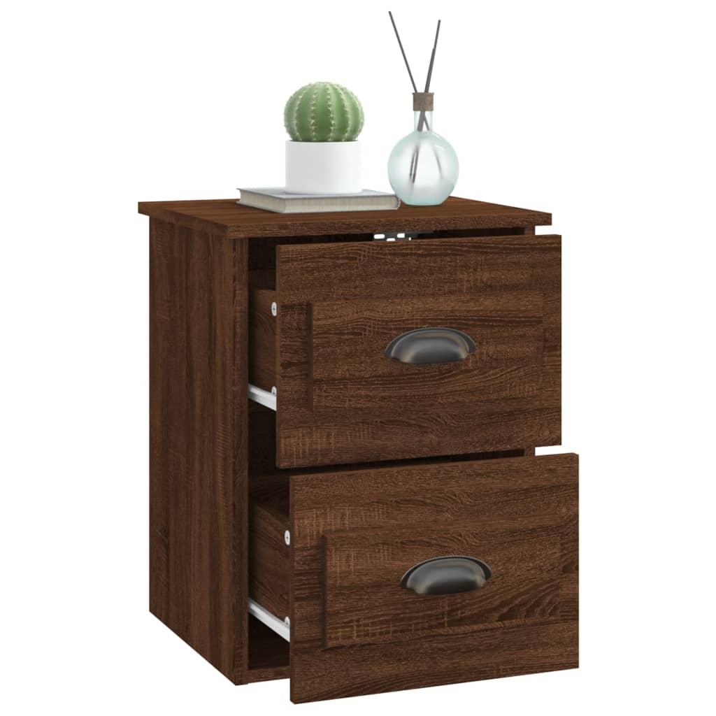 Wall-hung bedside table, brown oak, 41.5x36x53 cm