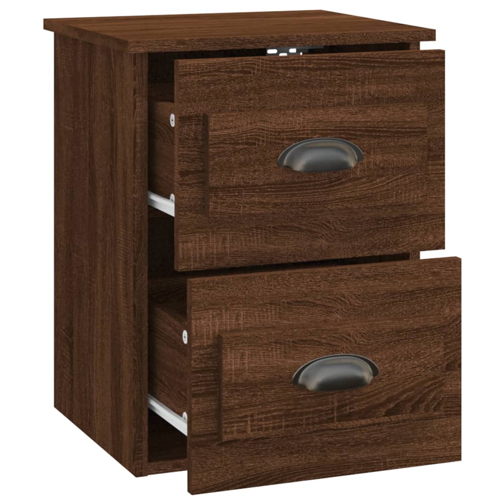 Wall-hung bedside table, brown oak, 41.5x36x53 cm