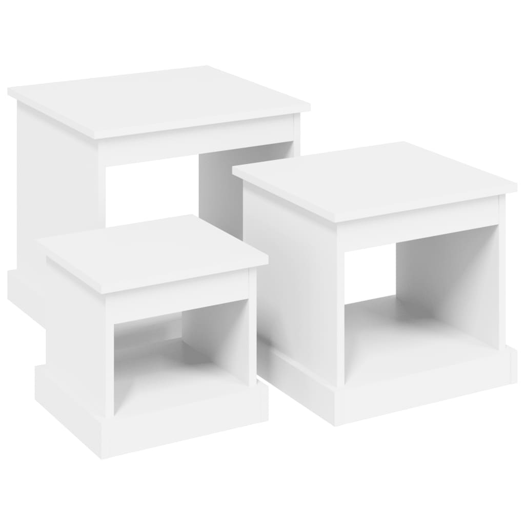 Coffee tables, 3 pcs., white, processed wood