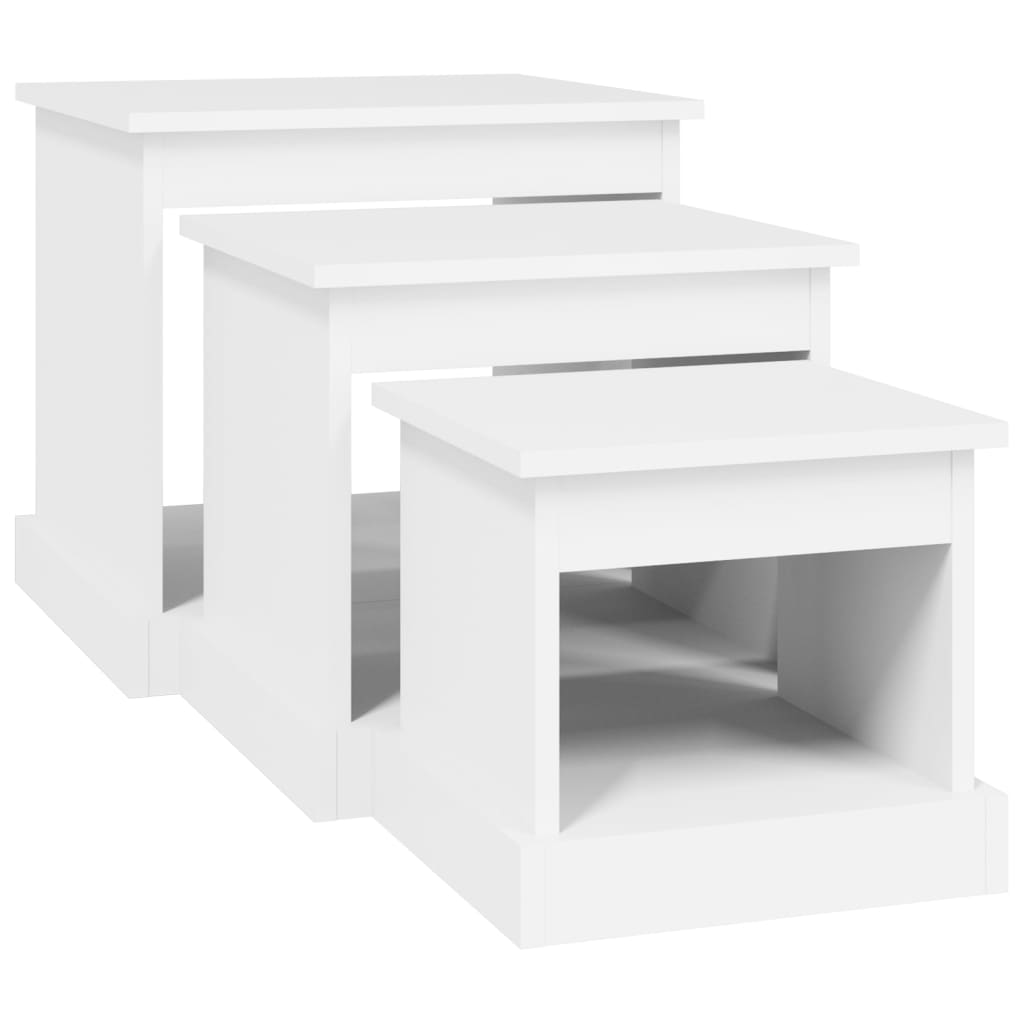 Coffee tables, 3 pcs., white, processed wood