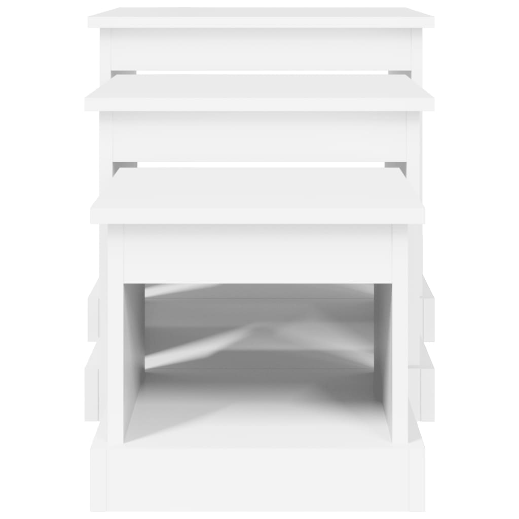 Coffee tables, 3 pcs., white, processed wood