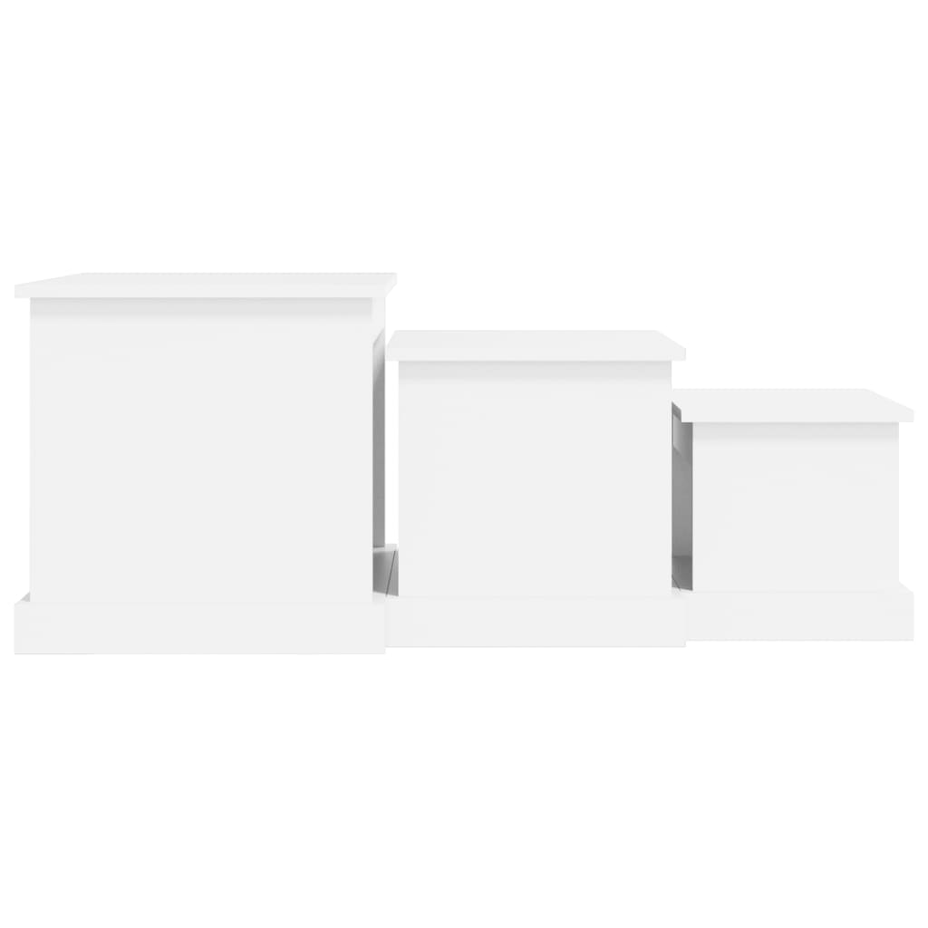 Coffee tables, 3 pcs., white, processed wood