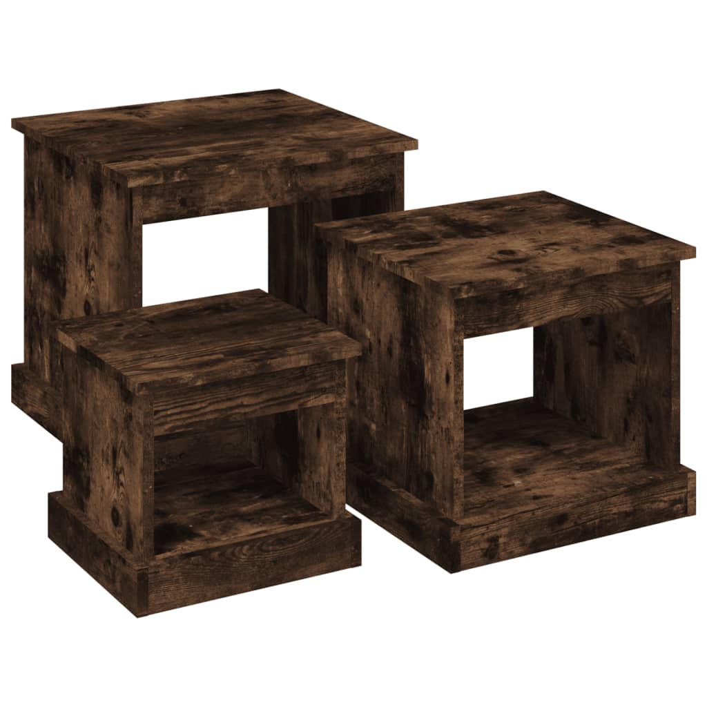 Coffee tables, 3 pcs., smoky oak, processed wood