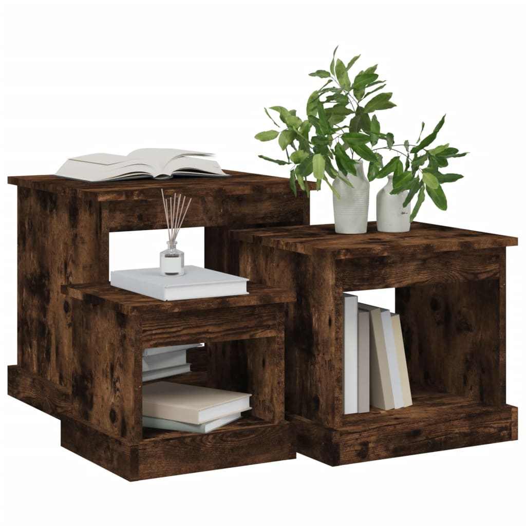 Coffee tables, 3 pcs., smoky oak, processed wood