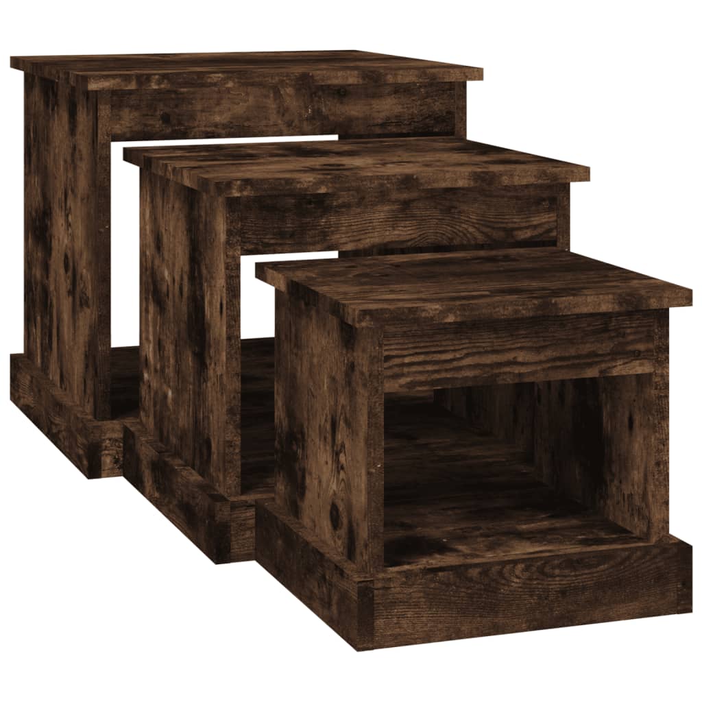 Coffee tables, 3 pcs., smoky oak, processed wood