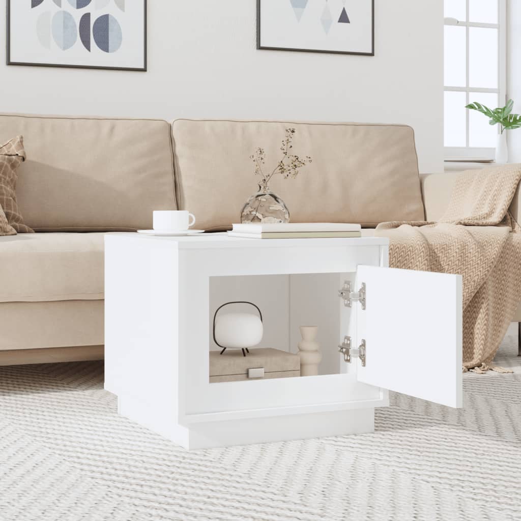 Coffee table, glossy white, 51x50x44 cm, processed wood