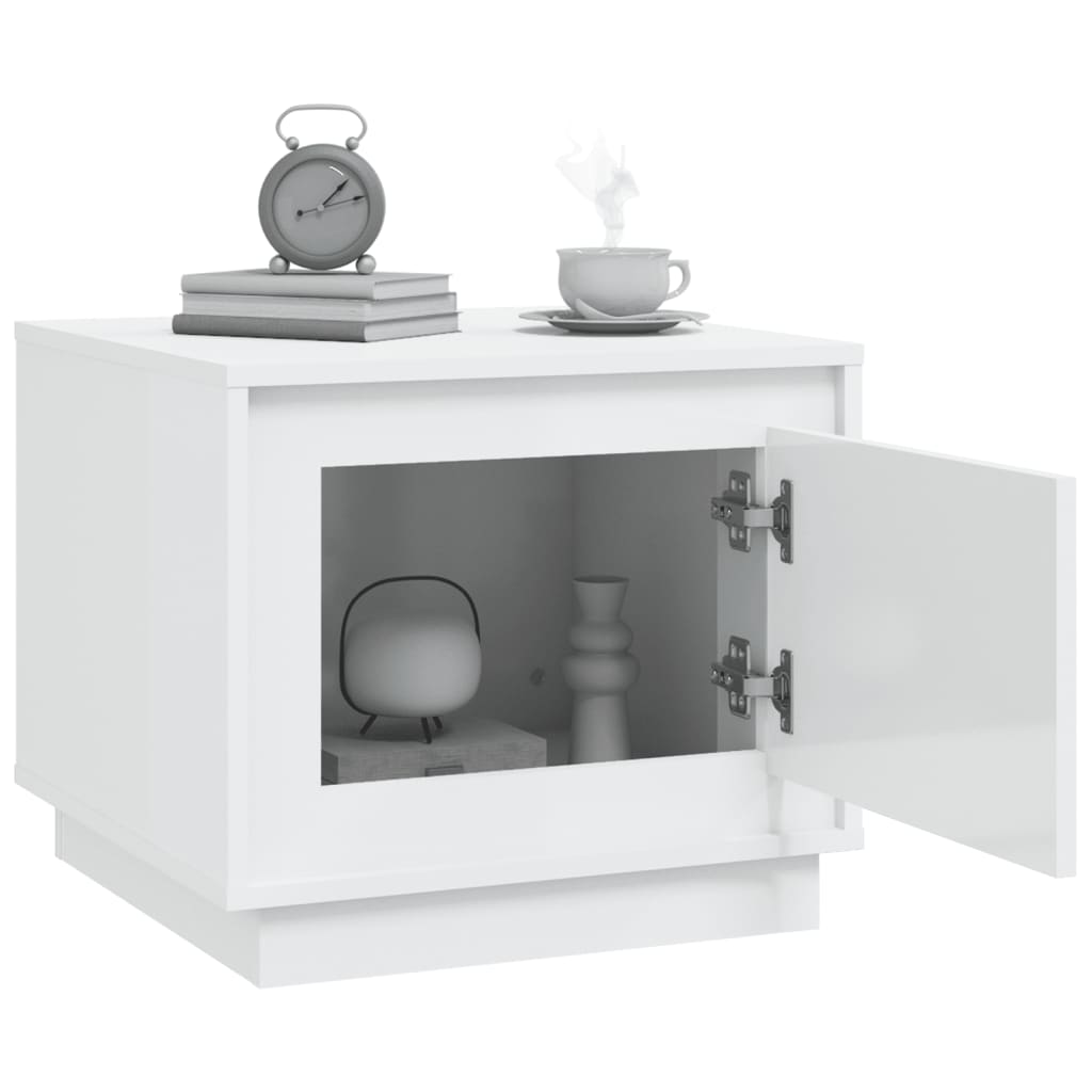 Coffee table, glossy white, 51x50x44 cm, processed wood