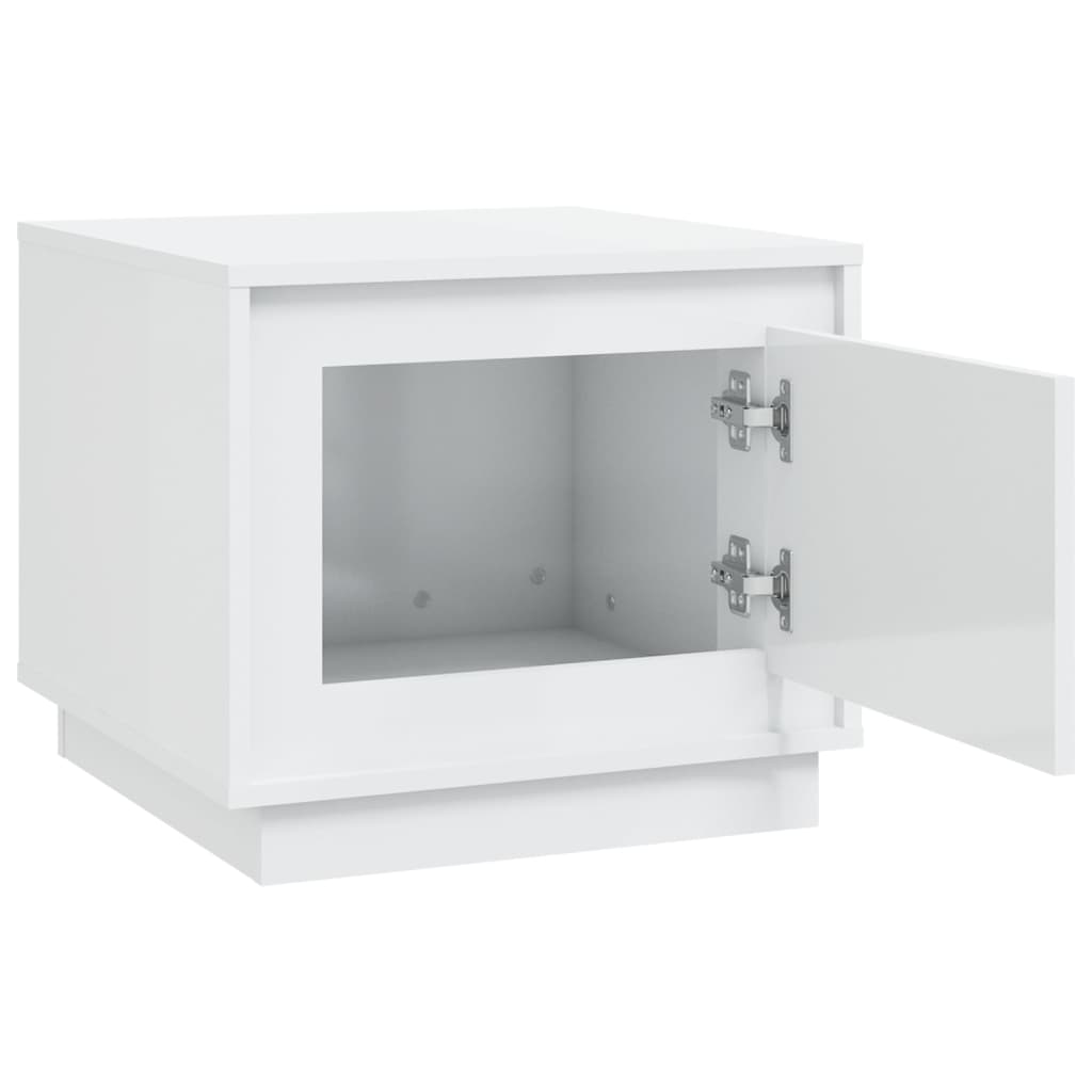 Coffee table, glossy white, 51x50x44 cm, processed wood