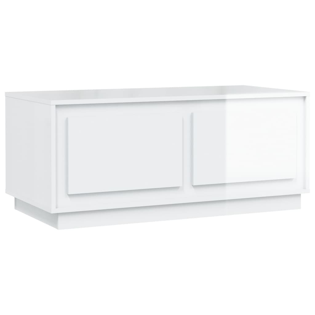 Coffee table, glossy white, 102x50x44 cm, processed wood