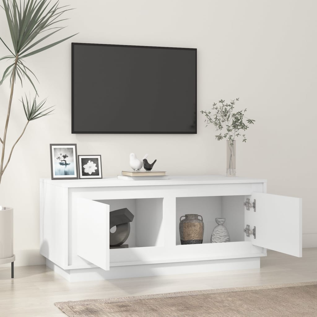 Coffee table, glossy white, 102x50x44 cm, processed wood