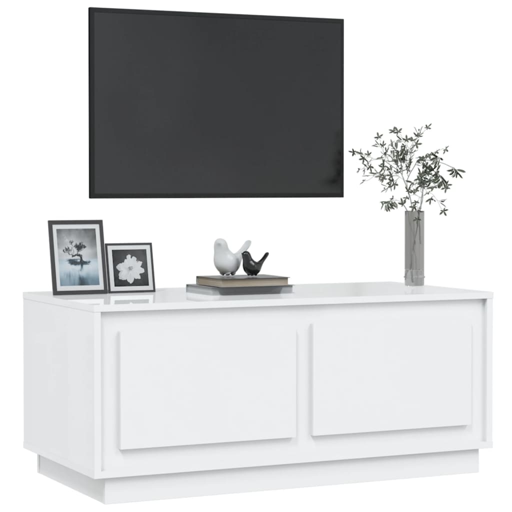 Coffee table, glossy white, 102x50x44 cm, processed wood