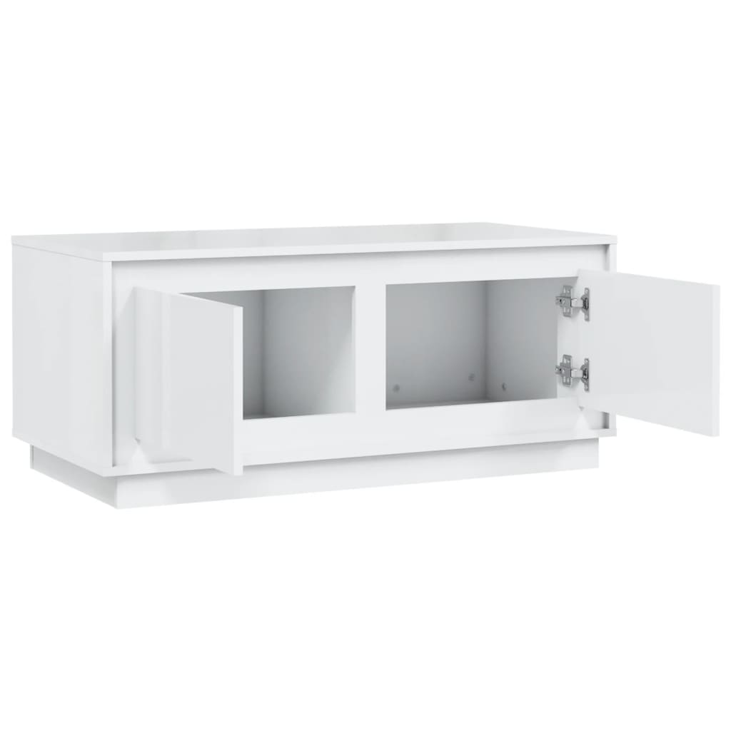 Coffee table, glossy white, 102x50x44 cm, processed wood