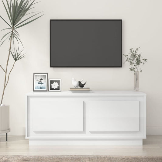 Coffee table, glossy white, 102x50x44 cm, processed wood