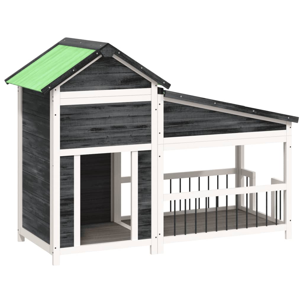 Dog cage, gray, 143x60.5x109 cm, solid pine wood