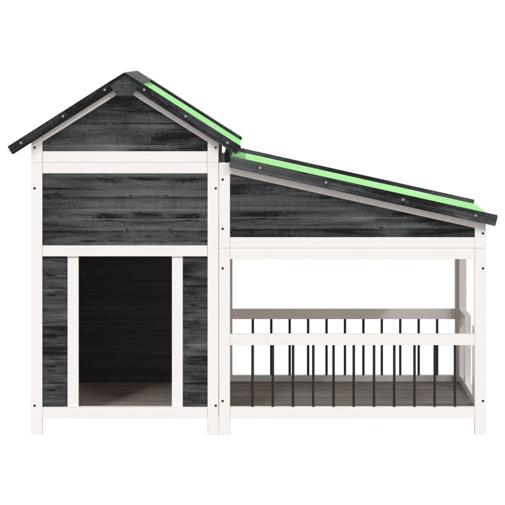 Dog cage, gray, 143x60.5x109 cm, solid pine wood