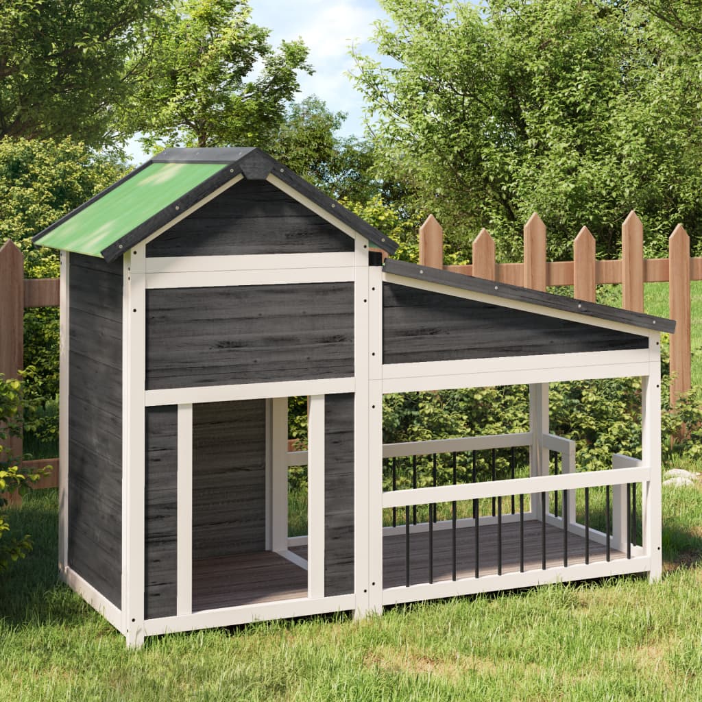 Dog cage, gray, 143x60.5x109 cm, solid pine wood