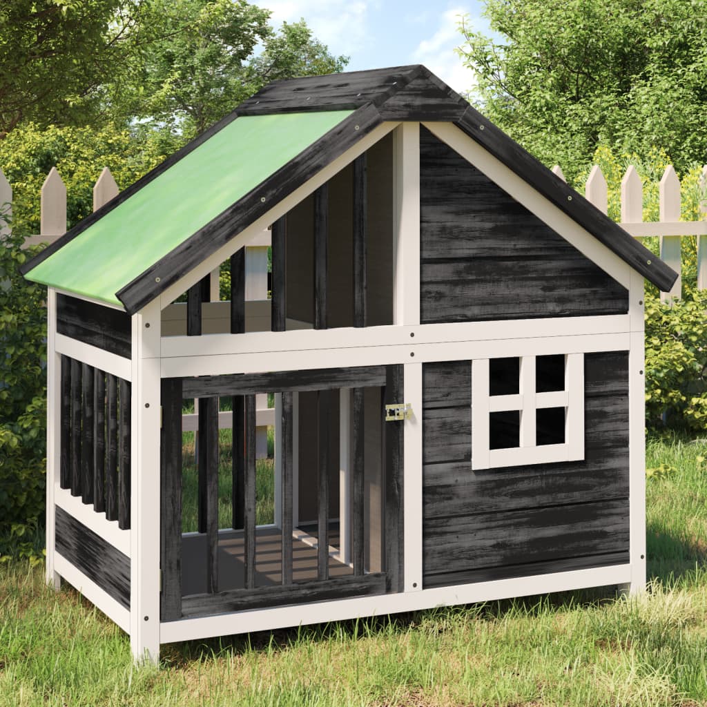 Dog cage, gray, 96x60.5x87 cm, solid pine wood