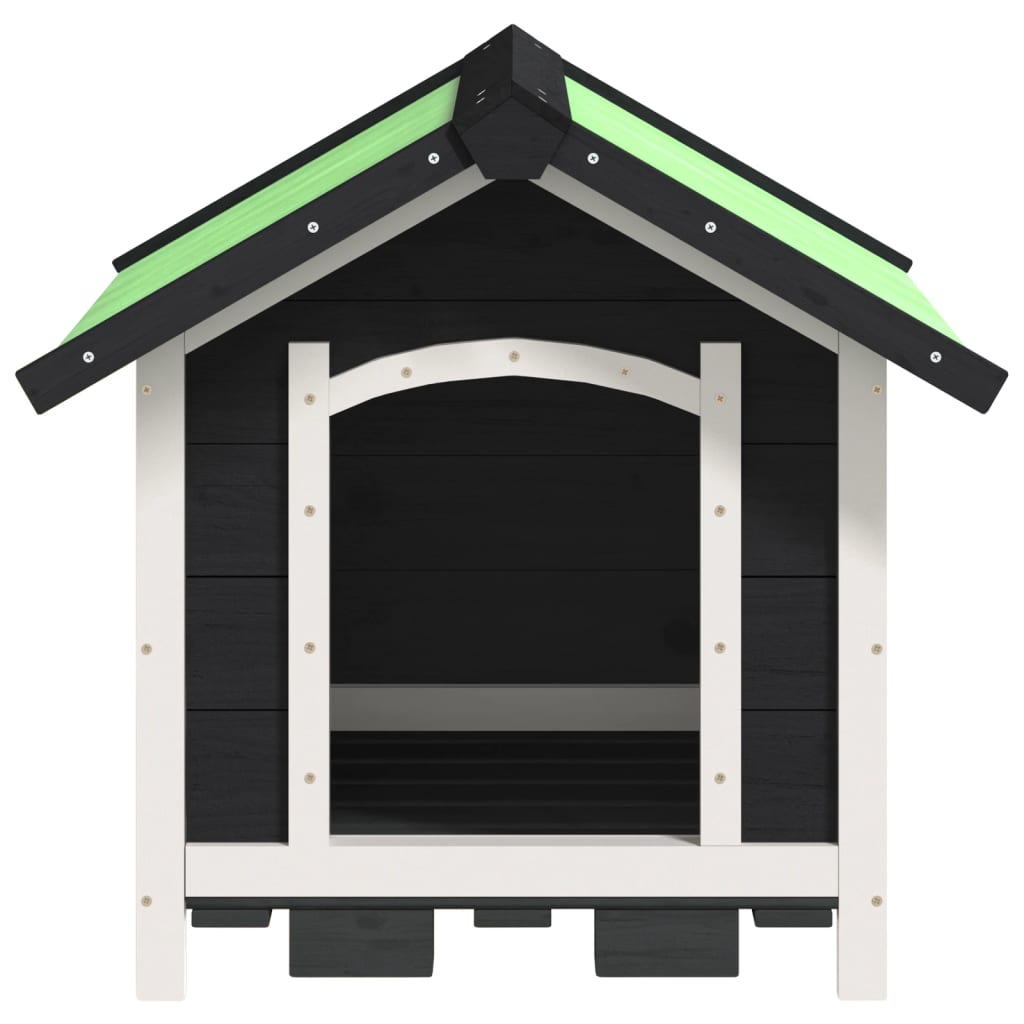 Cușcă de câine, gri, 65x65x61,5 cm, lemn masiv pin