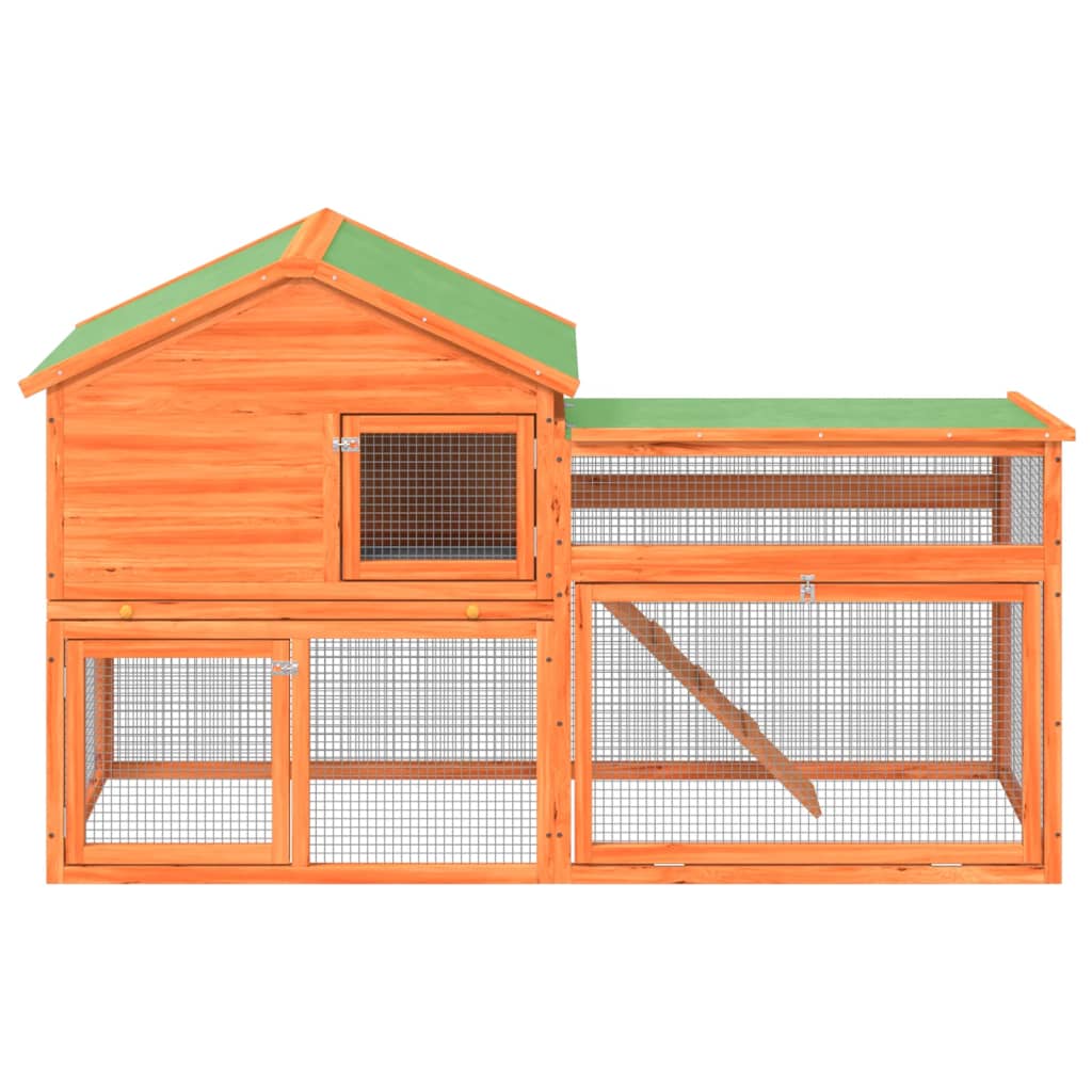 Brown rabbit cage 185.5x60.5x109.5 cm solid pine wood
