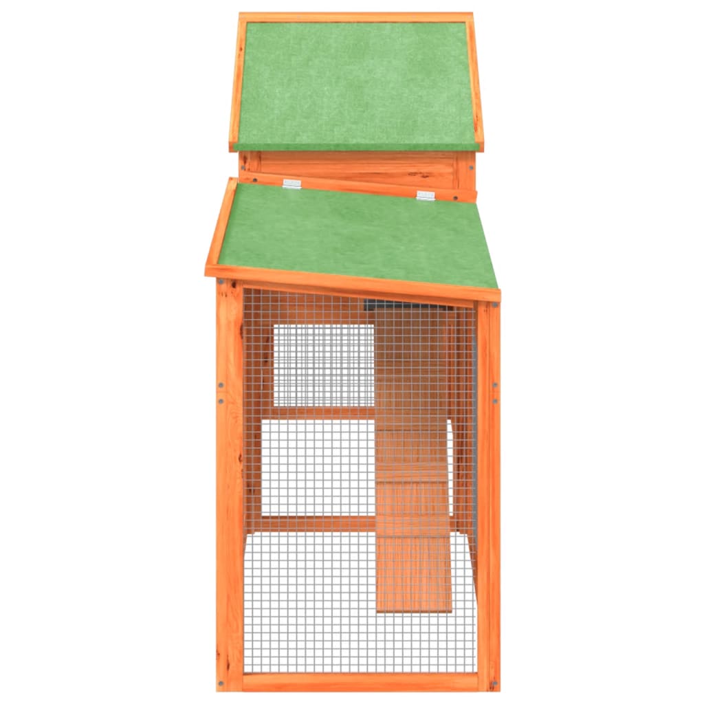Brown rabbit cage 185.5x60.5x109.5 cm solid pine wood