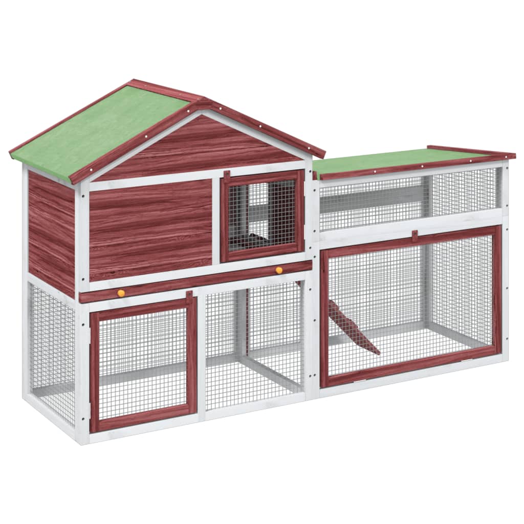 Brown rabbit cage 185.5x60.5x109.5 cm solid pine wood