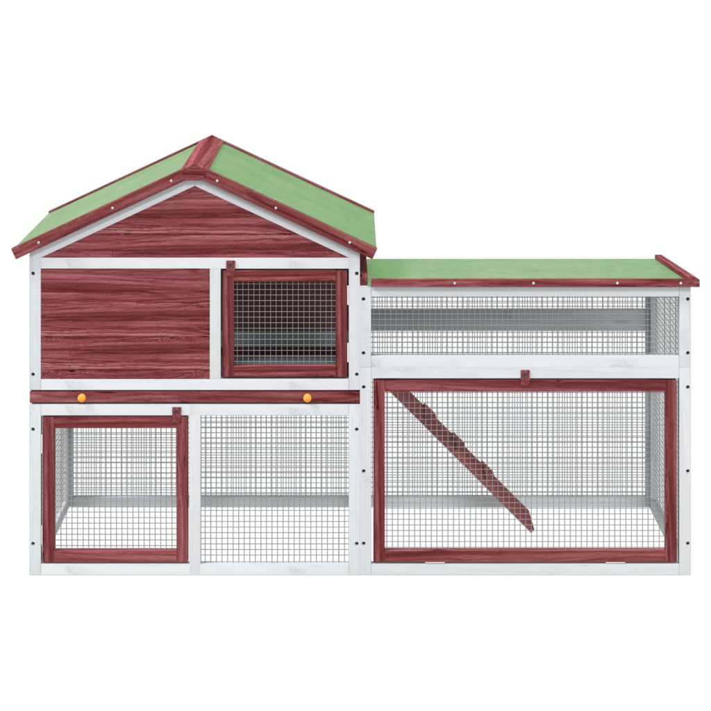 Brown rabbit cage 185.5x60.5x109.5 cm solid pine wood