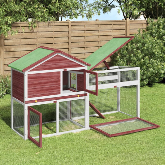 Brown rabbit cage 185.5x60.5x109.5 cm solid pine wood