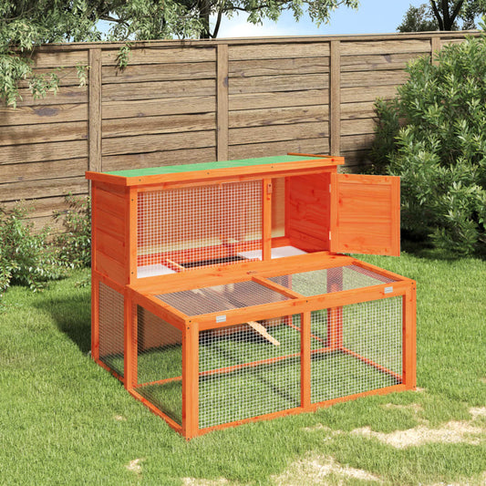 Rabbit cage, brown, 102x90x84.5 cm, solid pine wood