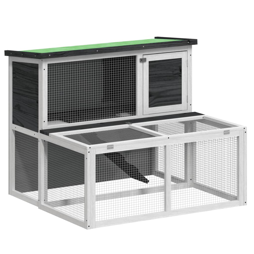 Rabbit cage, gray, 102x90x84.5 cm, solid pine wood